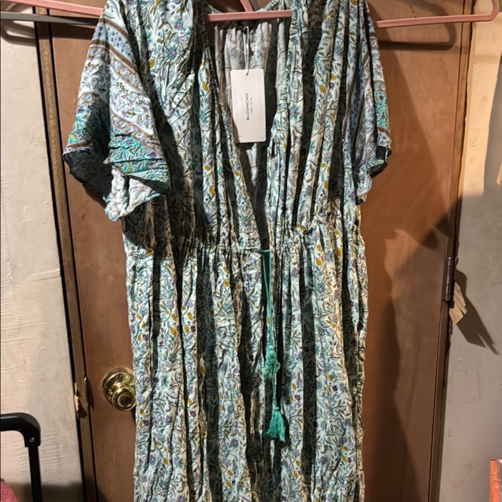 Floral Maxi  Swim Suit coverup with Tassels